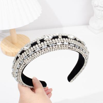 China Luxury Fashion Diamond Headband Elegant Oval Hair Circle Baroque Silver Oval Headbands Friendly Rhinestone Materials for sale