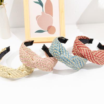 China New fashion friendly material handmade braided simple wide brim girl headband soft headband for sale