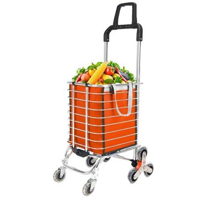 China Aluminum Alloy Folding 3 - Wheeled Supermarket Shopping Cart Folding Shopping Cart for sale