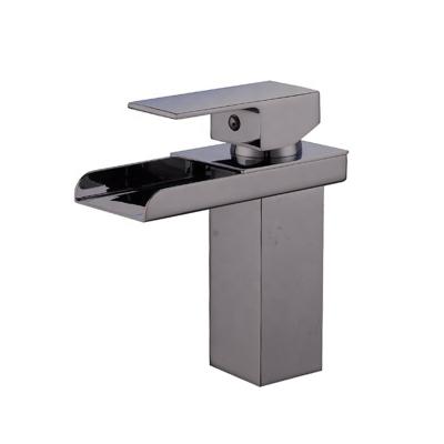 China Electric Faucets Cast Waterfall Handle Metrial Gray Bathroom Faucet Single Hole Single Hole Basin Mixer Tap Modern Solid Brass Lead Free for sale