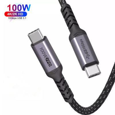 China High Quality 10 Hertz Camera USB3.1 4K 60 Gbps Type C To Type-C Data Cable PD 20V 5A 100W Fast Charging USB Cable For MacBook Phone for sale