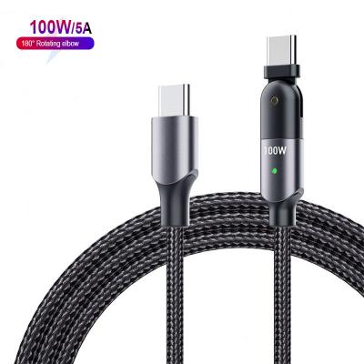 China Camera Palladium 100W USB C To Type C Cable 5A E-mark Fast Charging Wire 180 Rotation Braided Cord For Samsung Huawei Xiaomi Laptop for sale