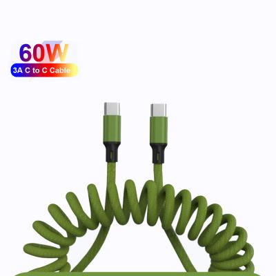 China Mobile Phone 3A 60W USB C Spring Fast Charging Data to USB C Cable 1.5m Cable Type C Charger for Samsung Xiaomi Huawei for sale