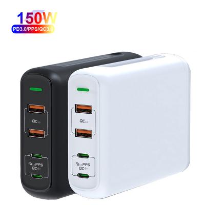 China Universal Type C PD QC 3.0 Mobile Phone Travel Laptop Video Game Player Wall Plug 4 Port USB 20V 5A GaN 150W Fast Tablet Charger Adapter Adapter for sale