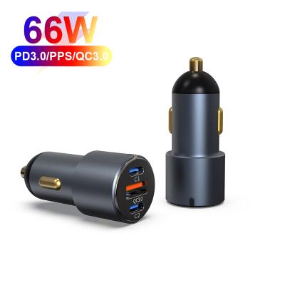 China Mobile Phone New Arrival Fast Car Charger 3 Ports Palladium 66W USB QC3.0 Type C For iPhone 12 11 Pro Max For iPad Tablet for sale