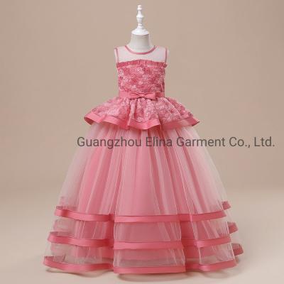 China Wholesale Baby Clothes Girls Party Garment Ball Gown Dress Princess Pink Party Dress for sale