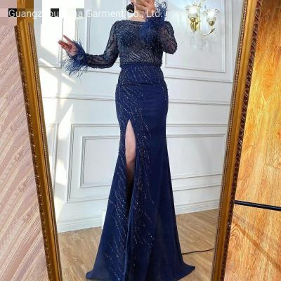 China 2021 Hot Selling Sex Beading Ball Dress Luxury Feature Evening Party Frock Mermaid Bridesmaid Gowns Plus Size for sale