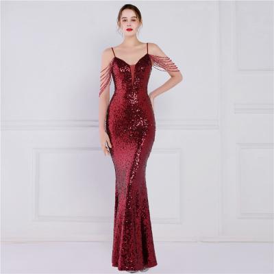 China China OEM High Quality Evening Party Prom Women Mermaid Dress Sequin Slim Sheath Women Sexy Skinny Wedding Dress for sale