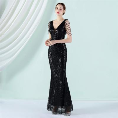 China China OEM High Quality Luxury Evening Party Prom Women Dress Sequin Slim Sheath Women Sexy Skinny Wedding Dress for sale