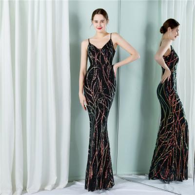 China Party Gown Prom Dress Sequin Slim Sheath Women Sexy Skinny Wedding Dress Party Gown Shine Spaghetti Strap for sale