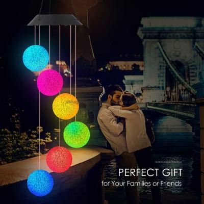 China LED Solar Light Ball Wind Chime Changing Color Waterproof Star Heart Wind Chimes for Home Party Outdoor Night Garden Decoration for sale