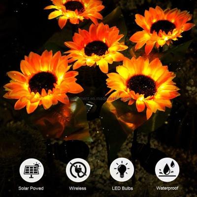 China Solar Waterproof Flowers Landscape Decorative Sunflower Lamps Solar LED Garden Sunflower Stake Lights Outdoor for sale