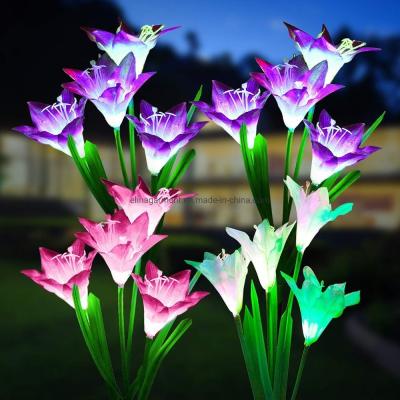 China Garden Decoration LED Solar Lily Colorful Lights Solar Flower Landscape Courtyard Lawn Lamp for sale