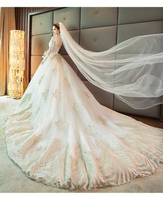 China 2022 Western Strapless Hot Bridal Dress Lace Wedding Dress Bride Gowns Trailing Vestido De Noiva for sale