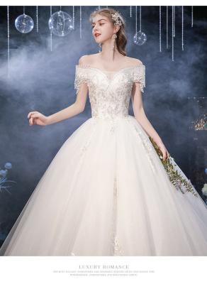 China 2021 Western Strapless New Hot Selling Bridal Dress Lace Wedding Dress Bride Gowns Trailing Vestido De Noiva for sale