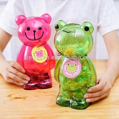 China Cartoon Toy Novelty Create Clear Plastic Piggy Bank Custom Make PVC Coin Bank Toy For Kid for sale