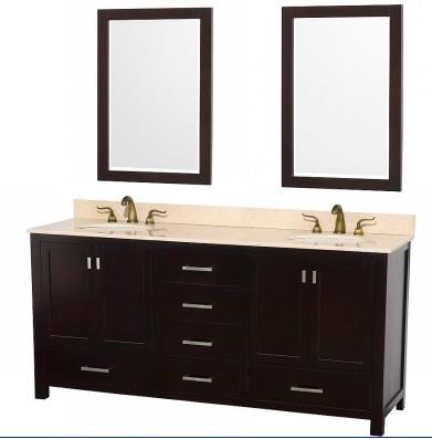 China 72 Inch Modern Free Standing Wooden Double Sink Furniture Bathroom Vanity For Sale for sale