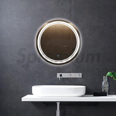 China Wholesale Price Living Room Silver Station Lighted Round Mirror Wall for sale