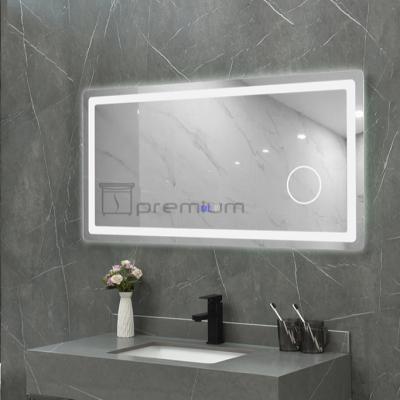 China Magnifying Magnifying 3x And Time Display Bathroom Rectangle Led Wall Mirror for sale