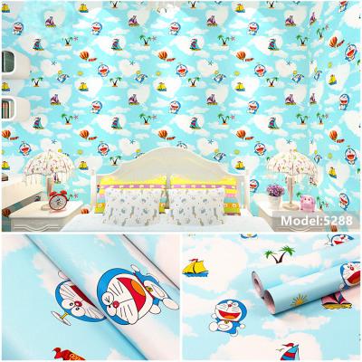 China Lovely Modern Removable Cartoon Dreamon Self Adhesive Wallpaper For Baby Kids Children for sale