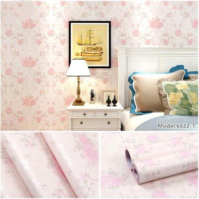 China Beautiful Traditional Wholesale Natural Flower Self Adhesive Pink Vinyl Wallpaper Home Decoration for sale