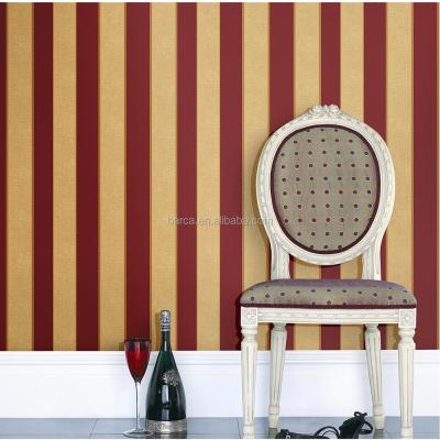 Cina Simple 3D Gold And Red Wallpaper CLASSIC Striped Wallpaper For Sale in vendita