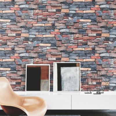 China Modern popular 3D brick and stone factory vinyl wallpaper for sale