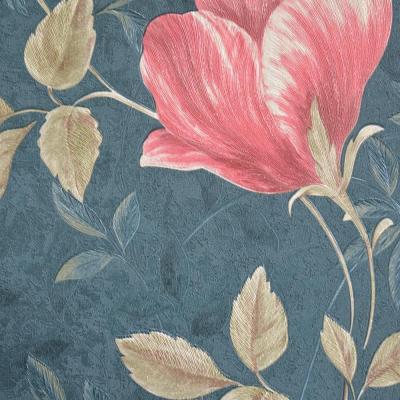 China 3D Modern Pvc Korea Large Rural Flower Embossed Wallpaper for sale