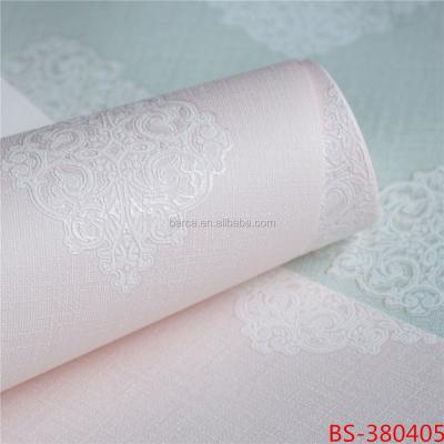 China Modern romantic 3d pink nonwoven wallpaper for wedding home deco en venta