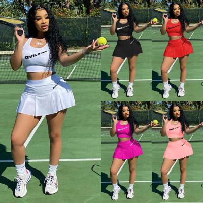 China 2021 women's fashion anti-pilling tight tennis skirt set clothes women's short skirt set two-piece wholesale for sale