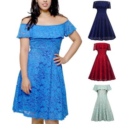 China Wholesale Anti-Static Lady Summer Off Shoulder Lace Bodycon A Line Dress Summer Lace Dress for sale