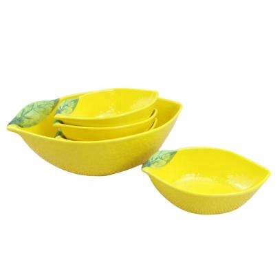 China Sustainable New Design Fruit Series Lemon Shape Melamine Tableware Sets Tableware Wholesale for sale