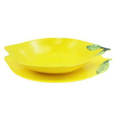 China Viable High Quality Melamine Decorated Lemon Shape Kitchen Dinnerware Sets for sale