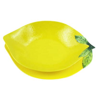 China New Design Viable Melamine Decorated Yellow Cartoon Lemon Shape Dinner Dish Bowl Kitchen Dish Melamine Tableware Set for sale