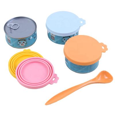 China BPA Free Non-Refillable Fit 3 Standard Size Silicone Universal Pet Food Can Cover Can Lids For Dog And Cat Food for sale