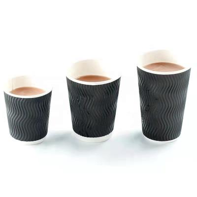 China Double Ohsure Disposable Ripple Coffee Single Wall Disposable Paper Cup for sale