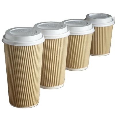 China Classic Biodegradable Three Layer Ripple Wall Coffee Paper Cup With Customers Requirement for sale