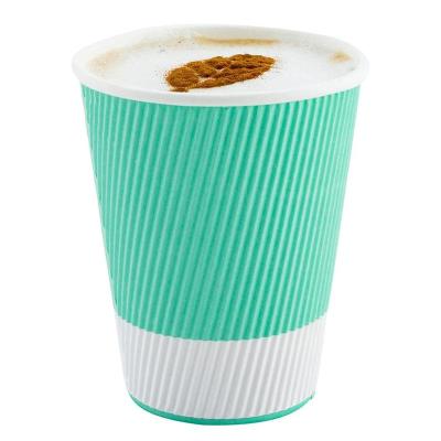 China Factory Sale Biodegradable Corrugated Wave Paper Cup Coffee Paper Cups for sale