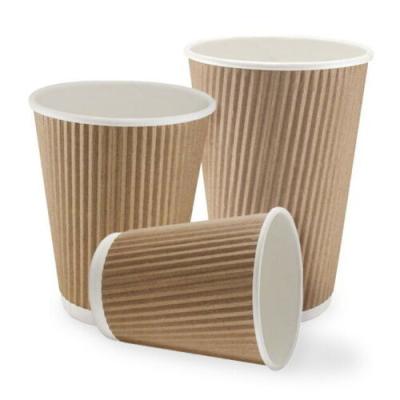 China Food Grade Handmade Biodegradable Hot Drink Ripple Wallpaper Eco-Friendly Corrugated Coffee Mug for sale