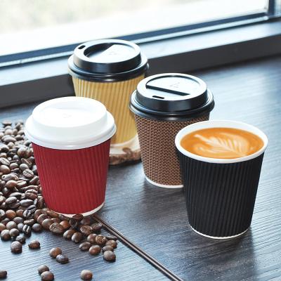 China Disposable Custom Printed Paper Coffee Cups With Lids And Sleeves Paper Cup For Coffee for sale