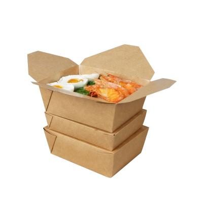 China Hot Sale Disposable Food Wrapping Paper Container Eco Friendly Brown Paper Food Container Lunch Box for sale