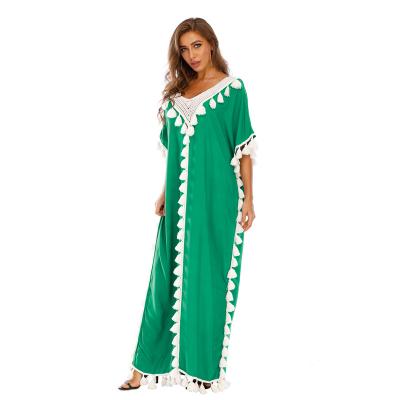 China Muslim dress 069 Southeast Asian V-neck long dress pop dress new European and American women's Middle East Islamic tassel dress for sale