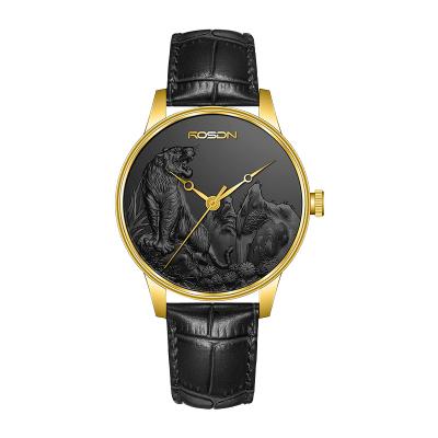 China Japan Luxury Movement Water Resistant Manufacturer Custom Pattern LOGO 5 Atmosphere Leather Strap MIYOTA 9039 Stainless Steel Case Men's Mechanical Watch for sale