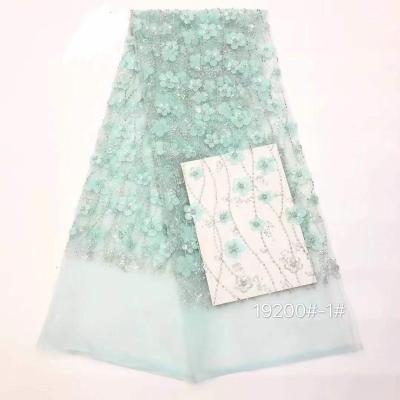 China 2021 Viable Good Quality Blue Luxury Nigerian Bridal Fabric Sky Blue Luxury Sequins Lace Beaded Stone Fabric For Wedding for sale