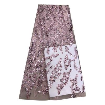 China Professional Manufacturer Hot Selling Sequins Viable Lace Fabrics Beaded Stone Lace Fabric For Wedding Dresses for sale