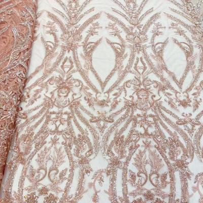 China New Lace Fabric Wedding Tulle Wedding Dress Luxury White Lace Dress Heavy Beaded Beaded Dresses For Women for sale