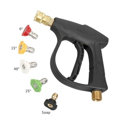 China Stainless and Plastic Car High Pressure Water Gun with 5pcs Nozzle Pressure Seal Spray Gun with M22 Thread Inlet for sale