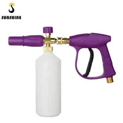 China Pressure Cleaning 2019 New High Pressure Short Water Cleaning Gun With Purple Color Snow Foam Lance Gun / Foam Cannon for sale