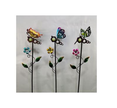 China Art Decor Top Quality Metal Butterfly Garden Ornament Decorative Light Stakes for sale