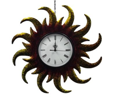 China Art Decor Wholesale High Quality Decorative Metal Sun Wall Plaque with Clock for sale